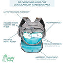 Large Capacity Diaper Bag Backpack YKK Zippers Two Packing Cubes Bably - Grey - Brand New