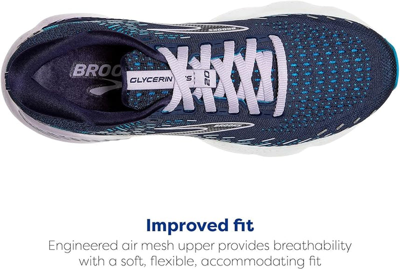 Brooks Women's Glycerin GTS 20 Running Shoe PEACOAT/OCEAN/PASTEL LILAC Size 8.5 - Like New