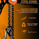 SuperHandy Manual Chain Hoist Come Along 1/2 Ton 1100Lbs Capacity 5' Foot Lift Like New