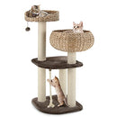 Tangkula Modern Cat Tree Small/Tall Cat Tower Natural Scratching Post - Like New