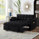 SLEERWAY BLACK VELVET SLEEPER SOFA COUCH, 4 IN 1 MODERN CONVERTIBLE - BLACK - Like New