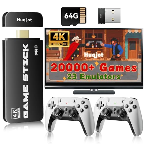 HUQJOT 2025 Upgrade Retro Gaming Console Pro Video Games 4K HDMI 64G - BLACK - Like New