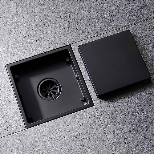 Efd-B-Y15 6 Inch Square Shower Drain FLANGE REVERSIBLE 2-IN-1 COVER - BLACK - Like New