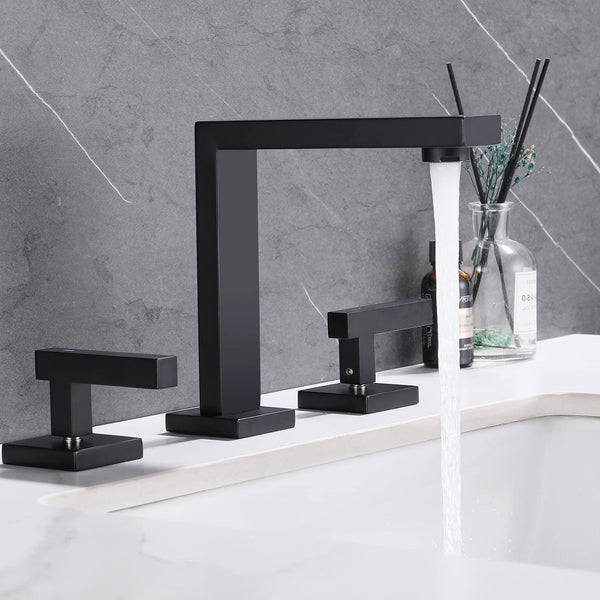 TAUCENT SINK FAUCET 3 HOLY MODERN 8 INCH BATH VANITY FAUCET 2 HANDLE - BLACK - Like New