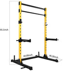 HULKFIT MULTI-FUNCTIONAL ADJUSTABLE PRO SERIES POWER CAGE WEIGHT RACK - YELLOW - Like New