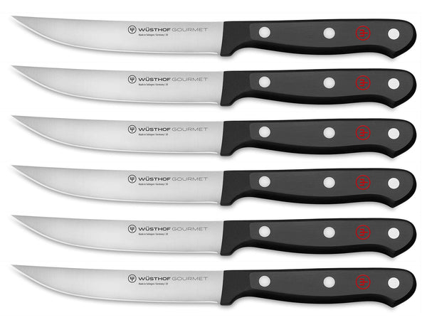 Wusthof Gourmet 6-Piece Steak Knife Set - Black / Silver New