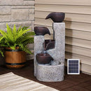 Sunnydaze Aged Tiered Vessels Solar Fountain with Battery Backup - 29" - Like New