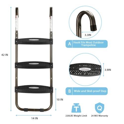 HBTOWER TRAMPOLINE LADDER 3-STEP TRAMPOLINE STEPS SKID-PROOF NJ-TL-B-008-BK Like New