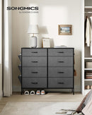 SONGMICS CHEST OF DRAWERS BEDROOM 8 FABRIC DRAWERS 35 X 107 X 93 CM SLATE GRAY - Like New