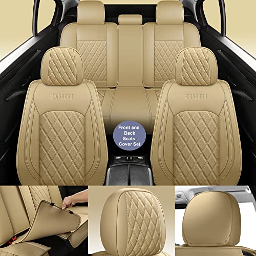TAPHA EXECUTIVE LEATHERETTE CAR SEAT COVER & CUSHION, UNIVERSAL - BEIGE - Like New