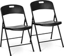 Oline Folding Chair, Indoor Outdoor Plastic, Stackable, Folding, 350lb -Black - Like New
