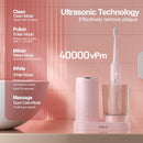 JELU Electric Toothbrush Set with UV Light, 8 Replacement Heads, Timer- Pink - Like New