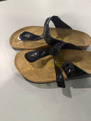 BIRKENSTOCK MEN'S GIZEH BIRKO FLOR SANDALS - SIZE: 10 - PATENT BLACK (GLOSSY) - Like New