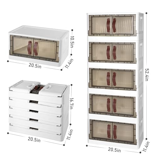 HEALSMART Plastic Storage Bins with Lids, 200 Quart, 5 Pack, Beige Wardrobe - Like New