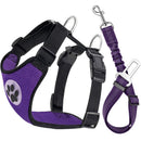 Lukovee Dog Safety Vest Harness with Seatbelt, Adjustable (Medium, Purple) - Like New