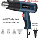 MYTHTIGER 2000W HEAT GUN PROFESSIONAL HOT AIR GUN 60-600D 4 NOZZLES - BLUE/BLACK - Like New