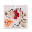 SCUNCI BE-Ü-TIFUL MIXED SHAPES OPEN CENTER CLAW CLIPS MIXED FINISH 5PCS - IMPERF - Brand New