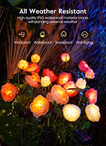 Brightown Solar Garden Lights - 4 Pack Solar Flowers Lights with Larger - Like New