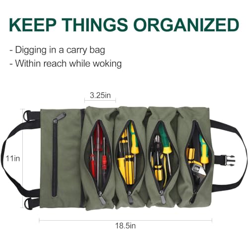 XJYWSH TOOL BAG ROLL UP, ROLLABLE CARRYING TOOLBAG, HEAVT DUTY TOOL ORGANIZER - Like New