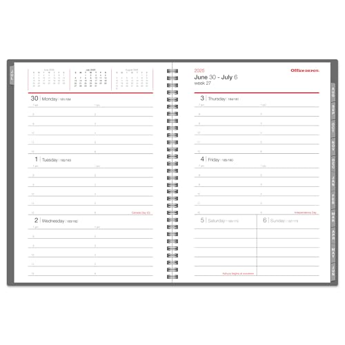 OFFICE DEPOT 2025-2026 WEEKLY/MONTHLY PLANNER 5" X 8" 30% RECYCLABLES - GRAY - Brand New