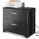 AODK FILE CABINET WITH CHARGING STATION - 2 DRAWER LEGAL/LETTER/A4 - BLACK - Like New