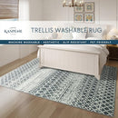 Kaspene Home Trellis Washable Rug, 6x9, Light Gray - Brand New