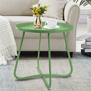 ECOMEX Patio Side Table Waterproof Round Metal - Green - Brand New