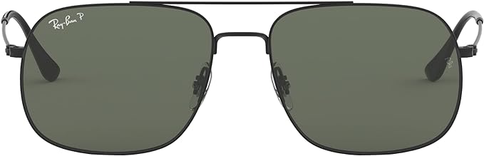 Ray-Ban RB3595 Andrea Square Sunglasses - RUBBER BLACK/POLARIZED DARK GREEN Like New