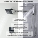 HYEASTR 12 inch Rainfall Shower Head Combo All Metal Dual Square - Chrome - Brand New