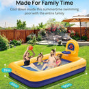 EVAJOY INFLATABLE KIDDIE POOL BASKETBALL HOOP DURABLE PVC BACKYARD - BLUE/YELLOW - Like New