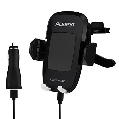 PLESON WIRELESS CAR CHARGER PLESON QI FAST CHARGER CAR PHONE HOLDER - BLACK - Like New