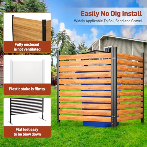 GREENER Privacy Screens 2PCS 38" W x 42" H No Dig Privacy Fence Screen Wood - Like New