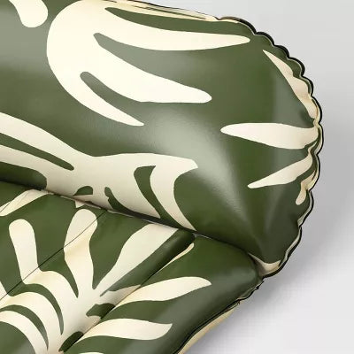 SUN SQUAD POOL LOUNGE PALM POOL LOUNGER - GREEN/WHITE LEAVES - Like New