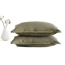 Get Bed Ready Striped Washed Cotton Chambray Geometric Stonewashed Copper Olive - Like New