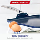 Blue Diamond 11" Diamond Infused Ceramic Nonstick Square Griddle Pan - Blue - Brand New