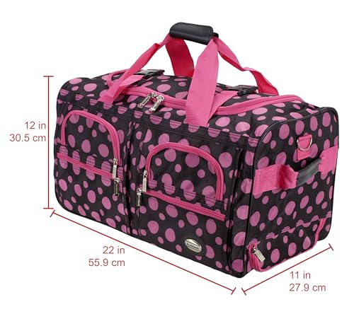 ROCKLAND ROLLING DUFFEL BAG 22" - BLACK PINK DOT - Brand New