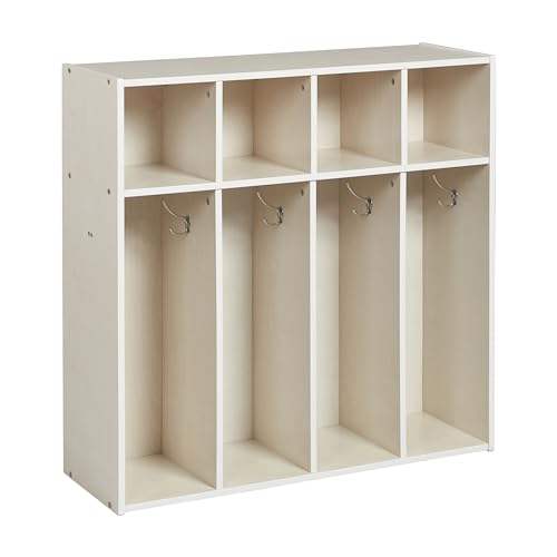 ECR4KIDS STREAMLINE 4-SECTION TODDLER COAT LOCKER - WHITE WASH - Like New