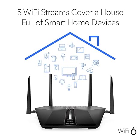 NETGEAR Nighthawk WiFi 6 Router 5-Stream Dual-Band Gigabit AX4200 RAX43 - Blacks - Like New