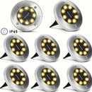 ESARR LED Ground Spot Solar Lights, Outdoor Waterproof, 8 PACK - Black/Silver Like New