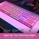 RisoPhy Mechanical RGB 104 Keys Ultra-Slim Backlit Wired Keyboard PC305A - PINK - Like New