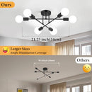 BOSCEOS MODERN SPUTNIK CHANDELIER 6-LIGHT CEILING LIGHTS FIXTURE - BLACK - Like New