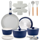 NUTRICHEF 18-PIECE STYLISH KITCHEN COOKWARE SET - CERAMIC NONSTICK 18P - BLUE - Like New