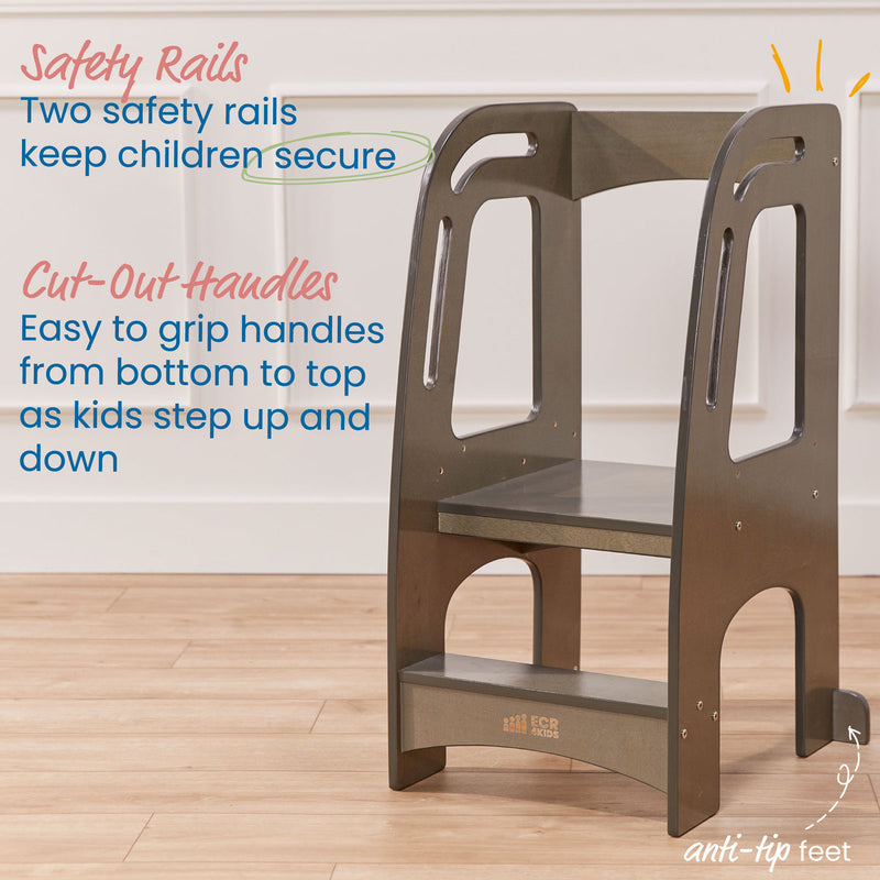 ECR4KIDS GIRLS CHEF'S HELPER KITCHEN TOWER - GRAY WASH - Like New