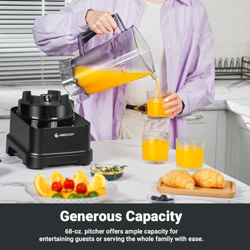 AMZCHEF 8-IN-1 Professional Blender 2000 W, 68 oz, Timer, XL-05 - BLACK - Like New