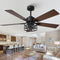 VACZON 52" Farmhouse Ceiling Fans Lights Remote Ceiling Fan, Brown/Black - Brand New