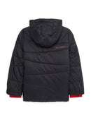 SPYDER BOY'S NEXUS LOGO HOODED PUFFER JACKET - SIZE: YOUTH L - BLACK/RED - Like New