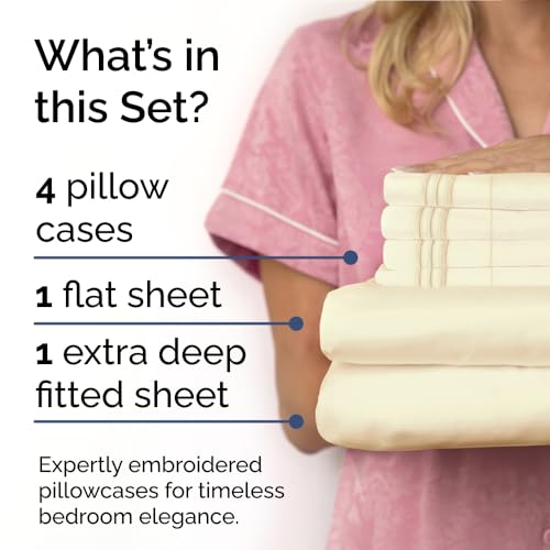 CGK UNLIMITED EXTRA DEEP QUEEN SHEET SET - 6 PIECE - CGK-UNLIMITE - OFF-WHITE - Like New