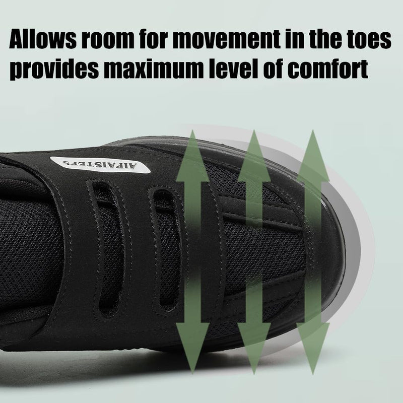 AIPAISTEPS MENS DIABETIC SHOES HOOK&LOOP STRAP WALKING - SIZE: MEN 7XW - BLACK - Like New