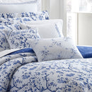 LAURA ASHLEY CHARLOTTE BLUE COTTON DUVET FULL QUEEN - 3 PIECE - WHITE/BLUE - Brand New
