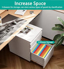 SISESOL 3 Drawer Mobile File Cabinet Under Desk Storage, Lock, 11" - White - Like New
